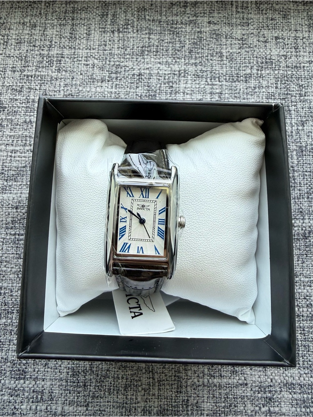Invicta Women’s Silver Case Brown Leather Strap Watch - Blue Roman Dial